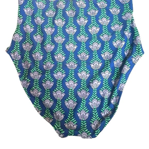 J. Crew Factory Blue Once Piece Cut Out Strapless Swimsuit Size M Flora Bandeau - Picture 5 of 12